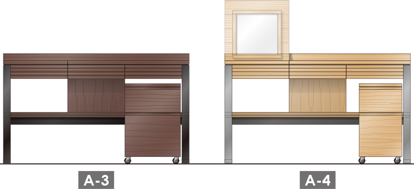 テレワーク・デスク(Tele-Wok Desk )(ヴァニティ・デスク Vanity Desk)Steel〈デスクA-3&A-4〉